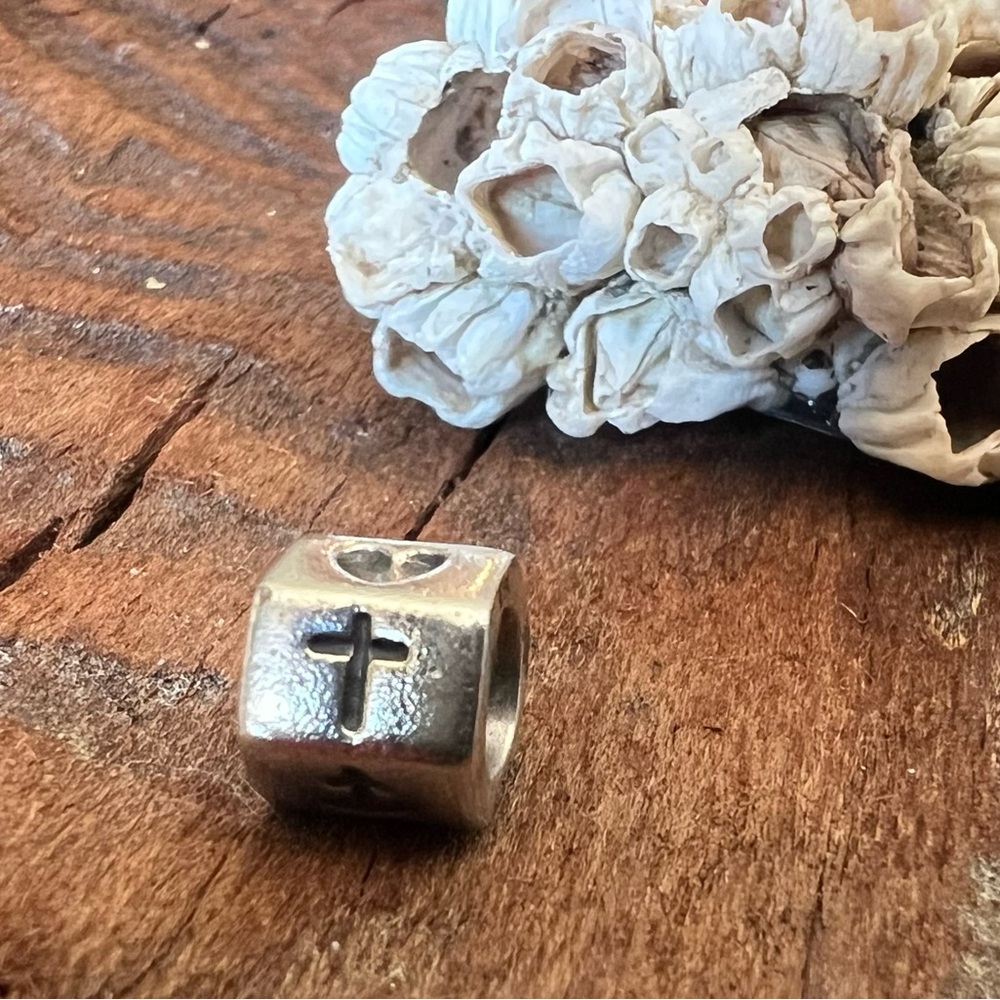 Authentic Pandora Charm Faith Hope and Love Bead Silver Religious Heart Anchor